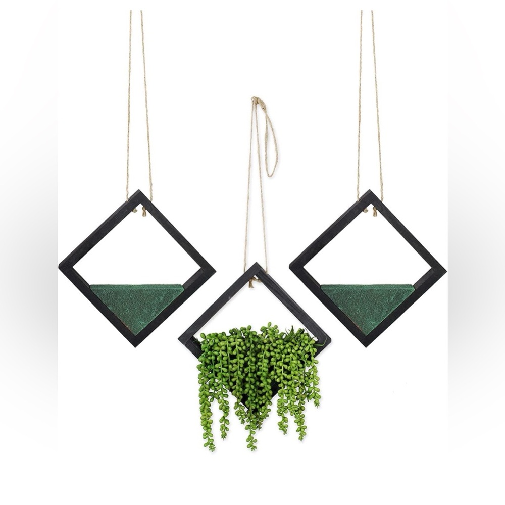 NIB Boho Diamond Hanging Planters Wall Decor Set of 3